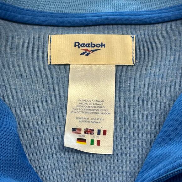 Vintage 90s Reebok 3 Tone Blue Mens L Full Zip Athletic Plain Track Jacket - Picture 2 of 9